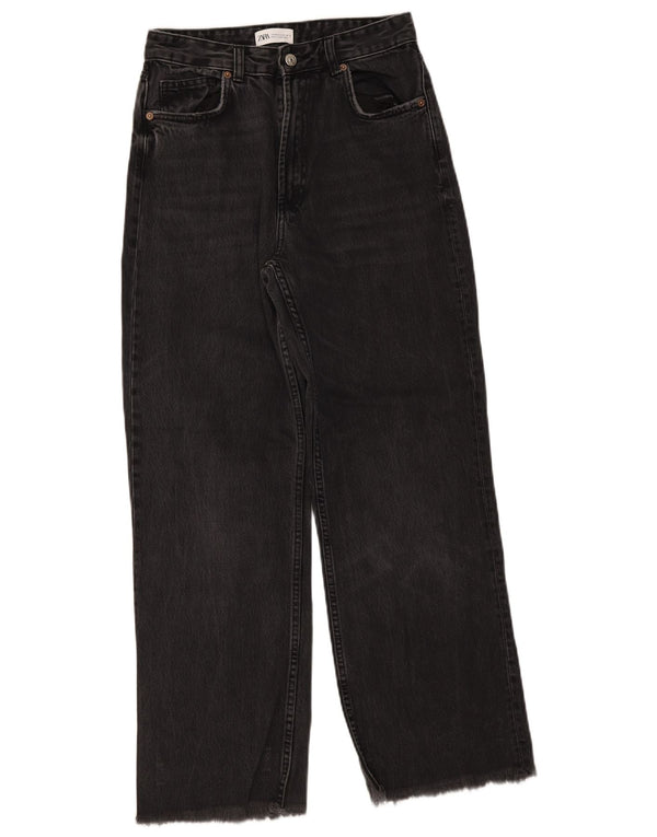 Женские джинсы Zara с высокой посадкой и широкими штанинами EU 38 Small W28 L29, черные
