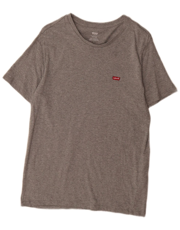 Levi's Womens Standard Fit T-Shirt Top UK 14 Medium Grey Flecked Cotton