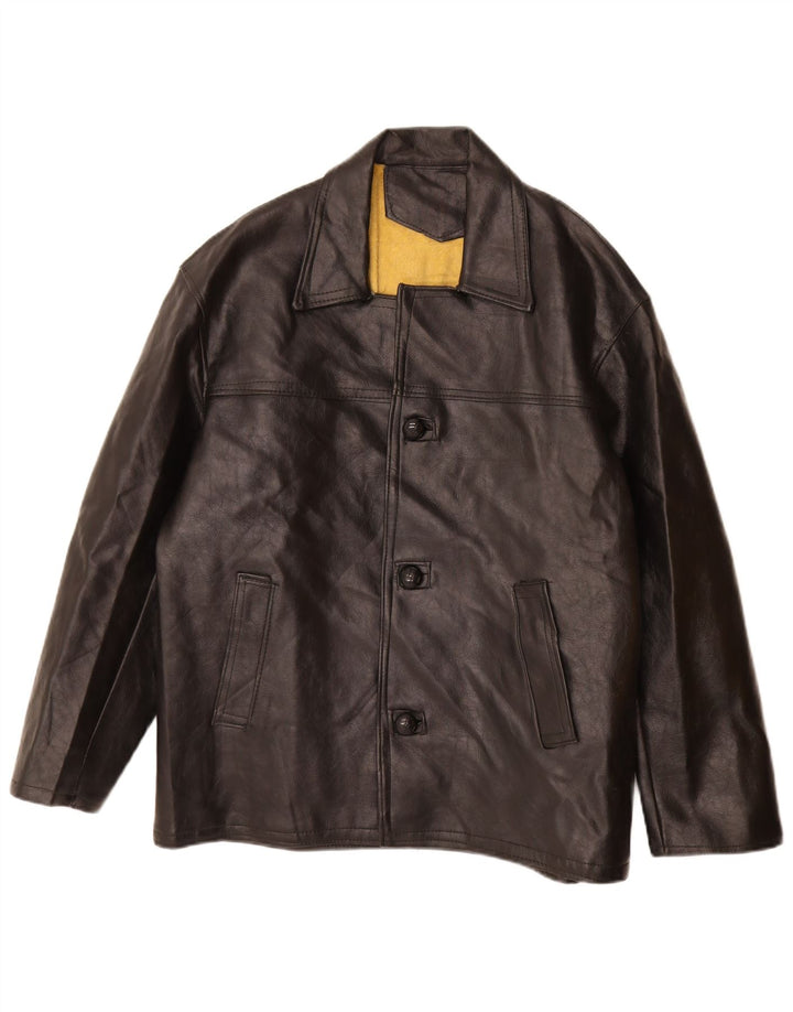 Giacca in pelle da uomo VINTAGE UK 40 grande in pelle nera