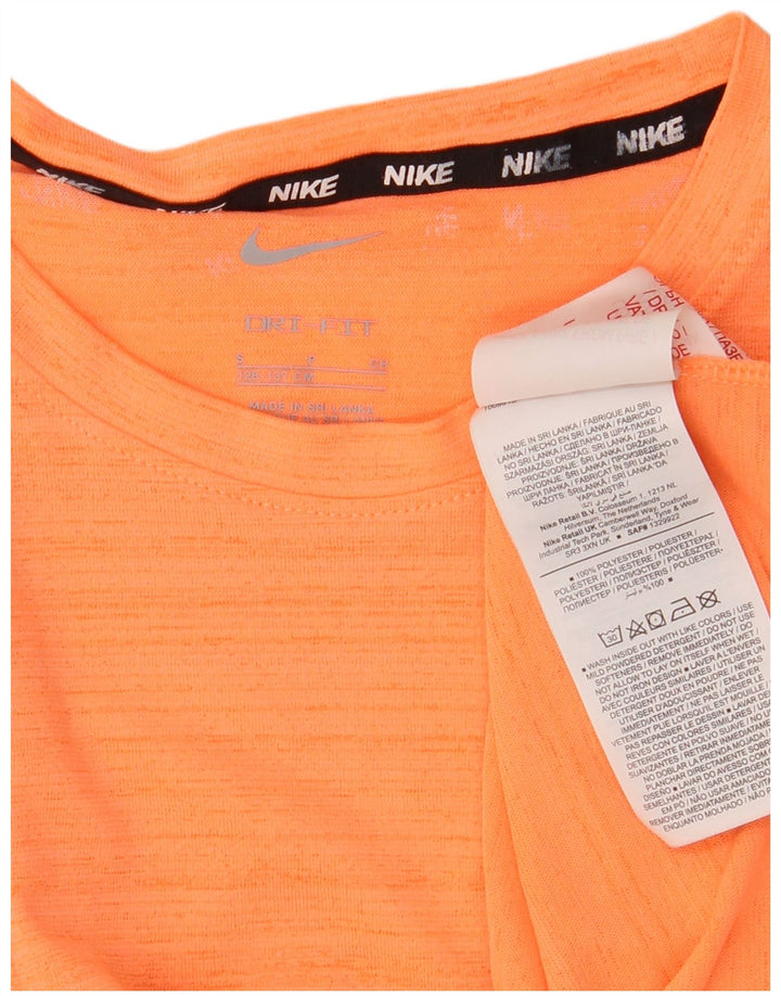 Nike Boys Dri Fit T-Shirt Top 8-9 Years Small Orange Striped Polyester