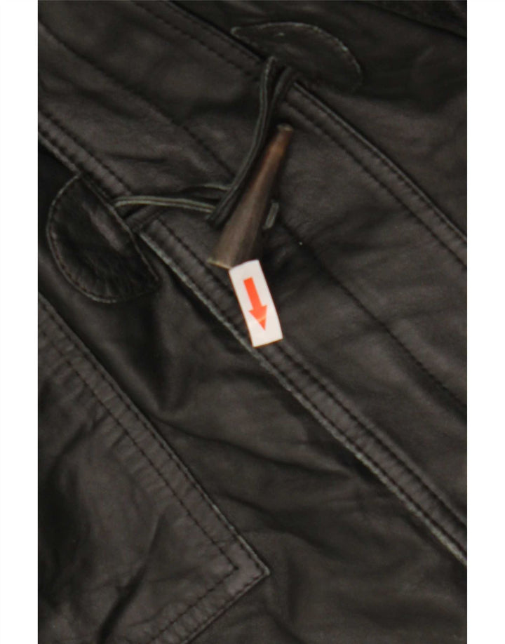 Conbipel Mens Duffle Leather Coat IT 50 Large Black