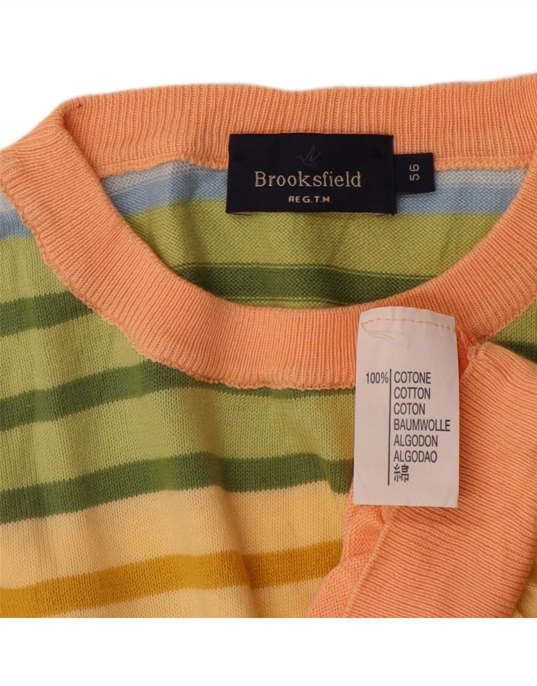 Brooksfield Mens Crew Neck Jumper Sweater IT 56 XL Multicoloured Striped