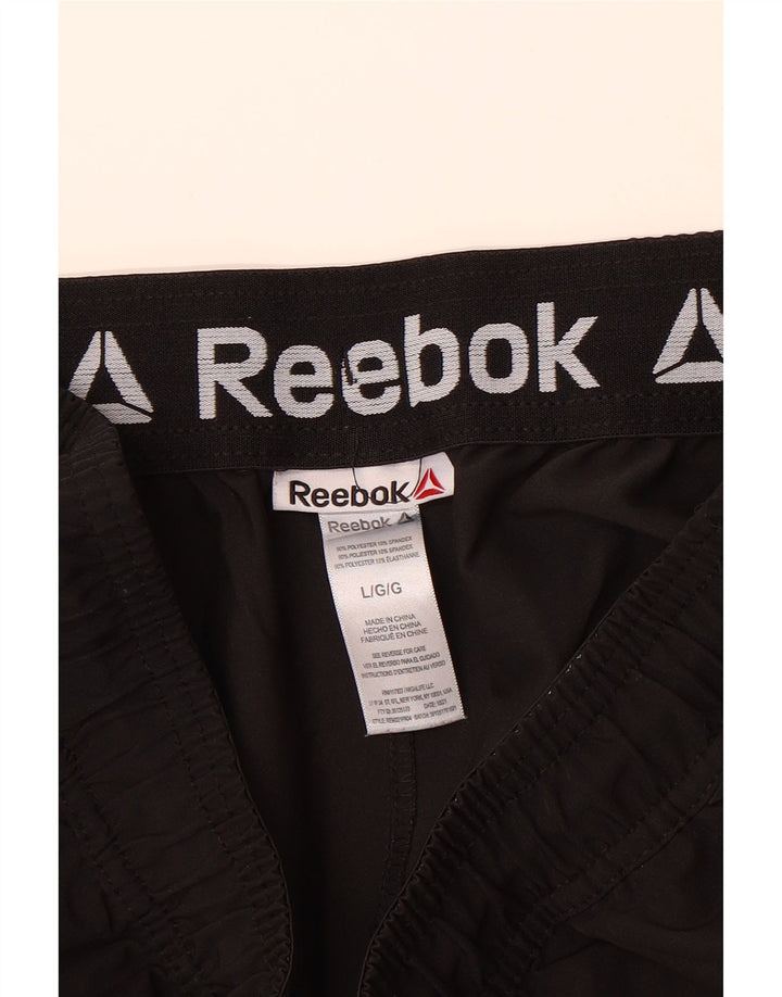 REEBOK Mens Cargo Tracksuit Trousers Joggers Large  Black Polyester