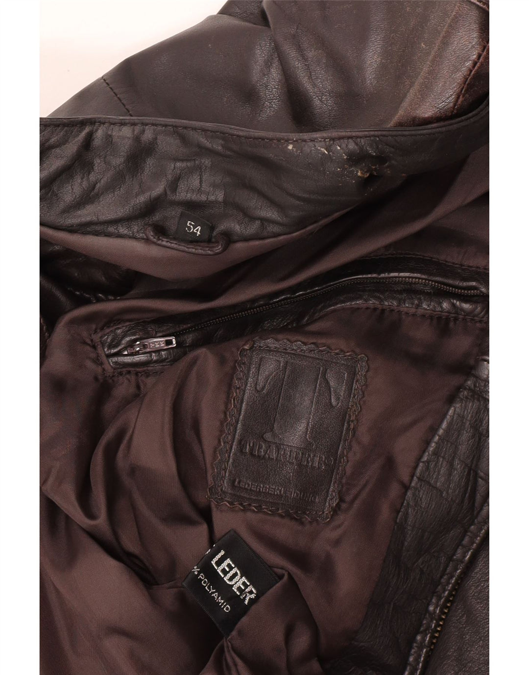 Trapper Mens Leather Jacket IT 54 2XL Brown Leather