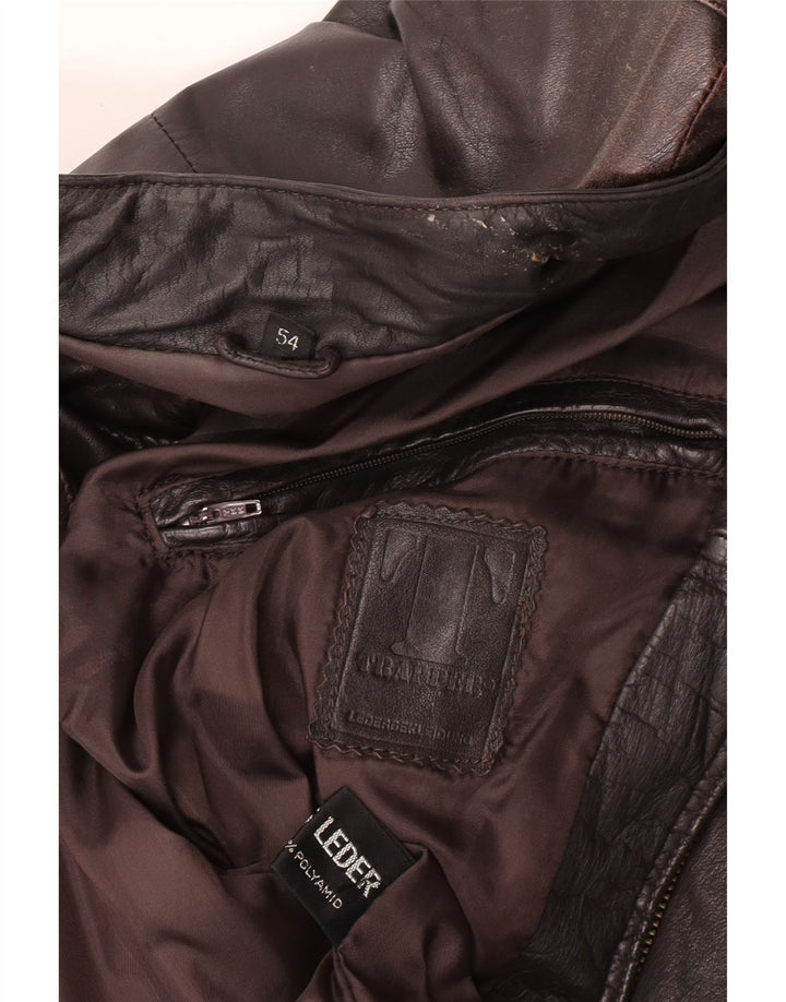 Trapper Mens Leather Jacket IT 54 2XL Brown Leather