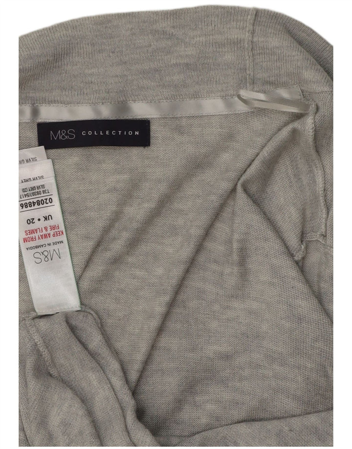 MARKS & SPENCER Womens Open Cardigan Sweater UK 20 2XL Grey Flecked