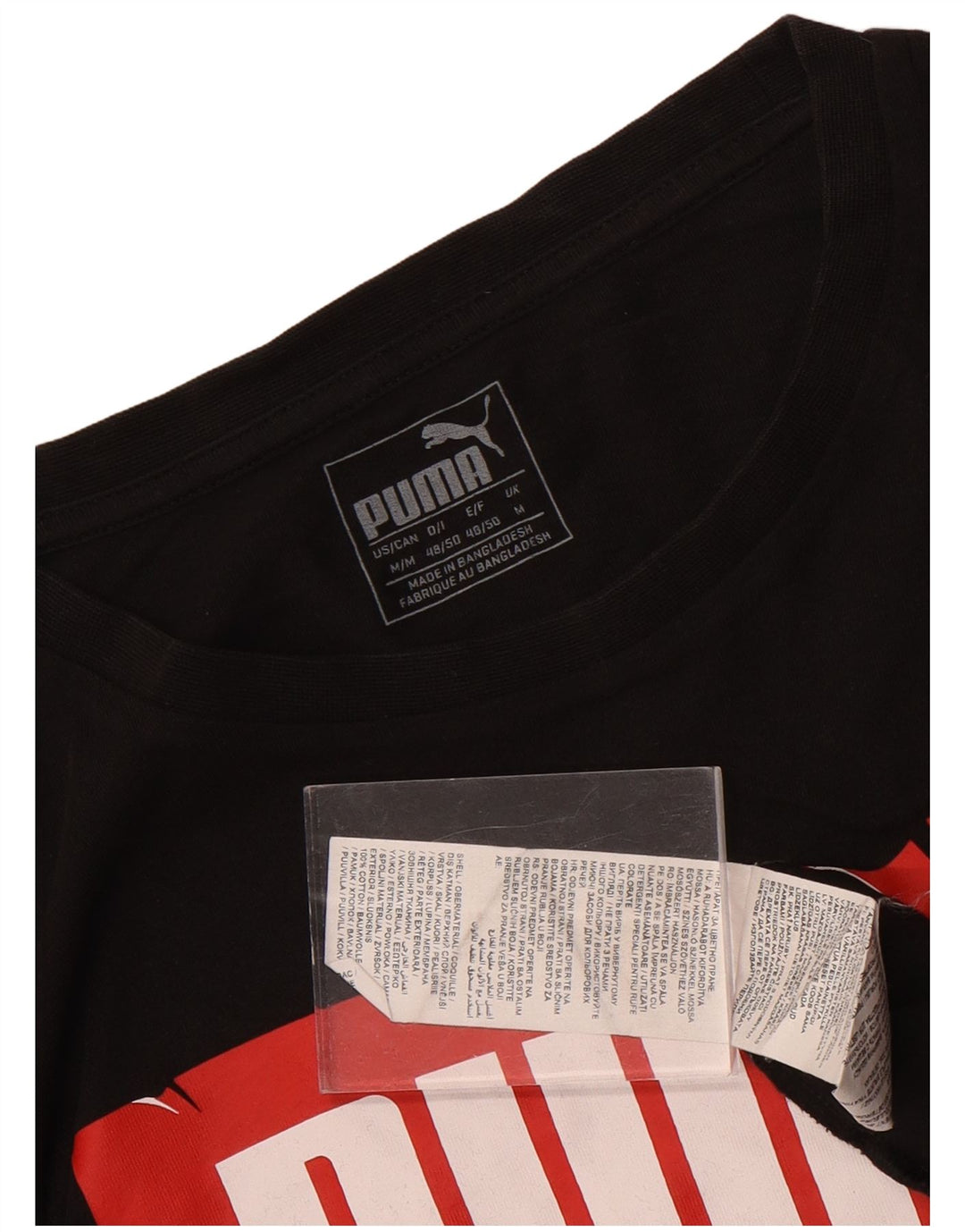 Puma Mens Graphic T-Shirt Top Medium Black Cotton
