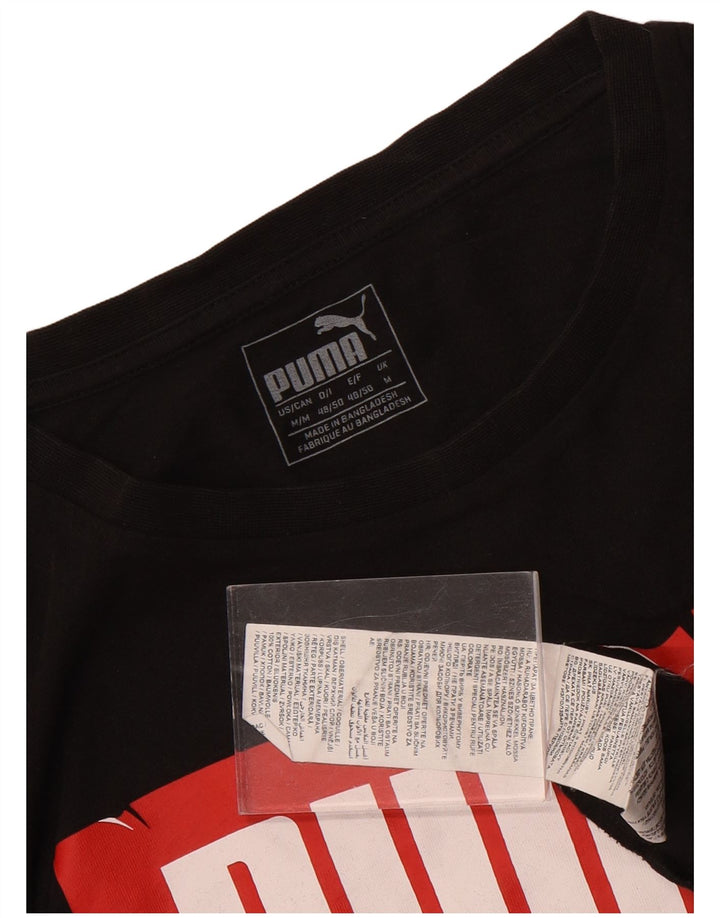 Puma Mens Graphic T-Shirt Top Medium Black Cotton