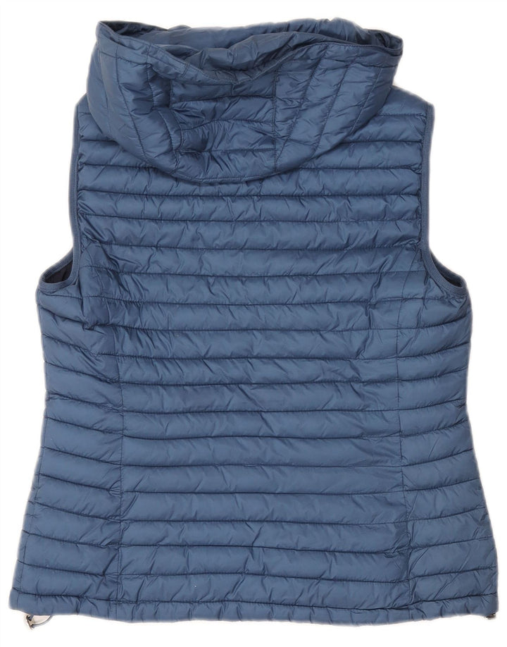 Massimo Dutti Wattierte Damen-Weste mit Kapuze, UK 12, Mittelblau, Polyester