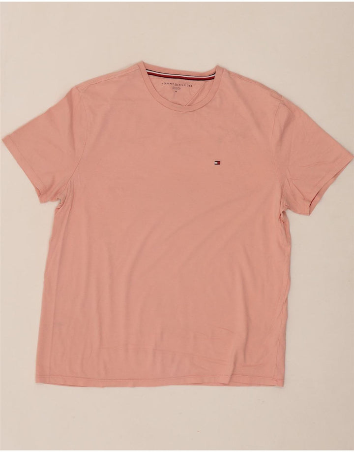TOMMY HILFIGER Mens T-Shirt Top Medium Pink Cotton Vintage Tommy Hilfiger and Second-Hand Tommy Hilfiger from Messina Hembry 