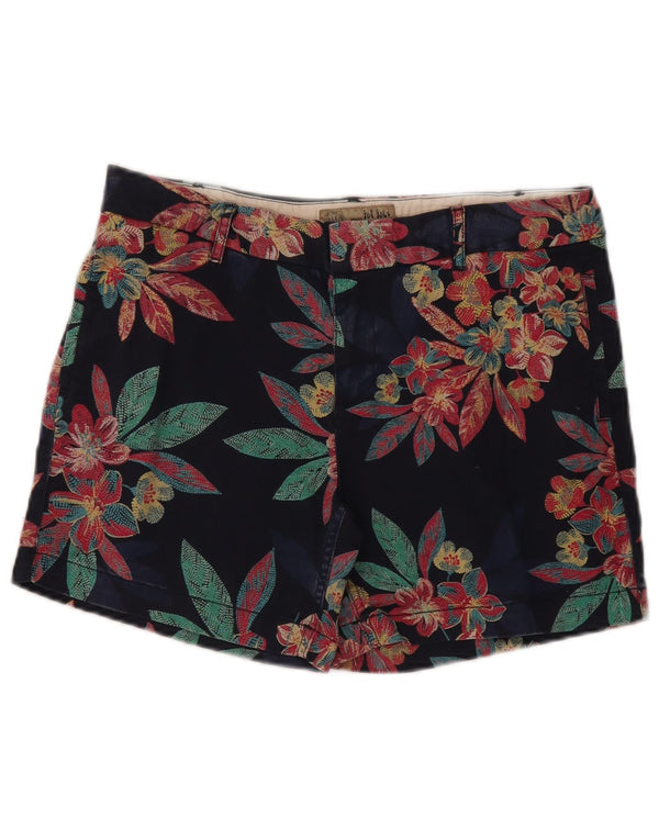 Fat Face Dame Chino Shorts UK 12 Medium W32 Navy Blue Floral Bomuld