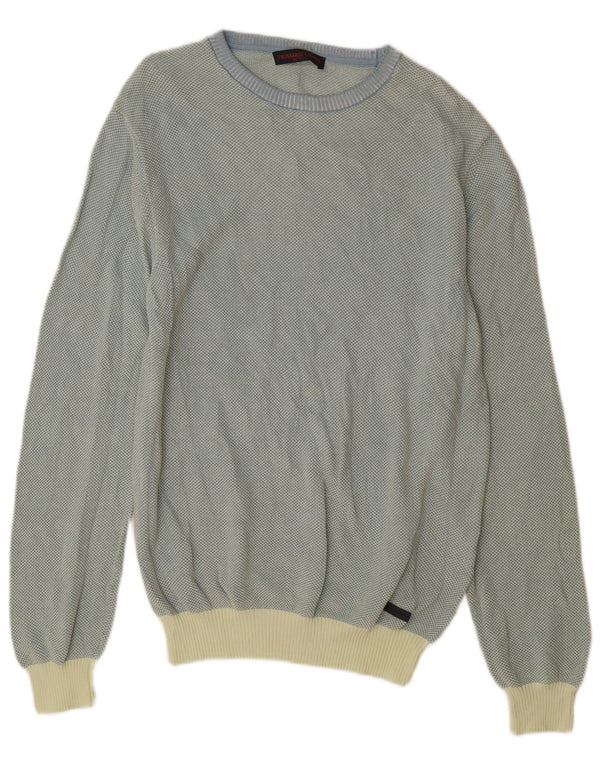 Maglione Uomo Trussardi Jeans con Scollo a Barca Large in Cotone Blu