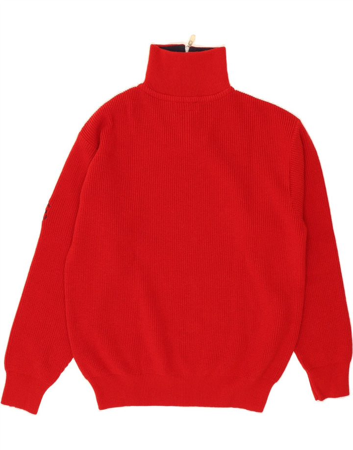 JEANTEX Mens Zip Neck Jumper Sweater Large Red Wool Vintage Jeantex and Second-Hand Jeantex from Messina Hembry 