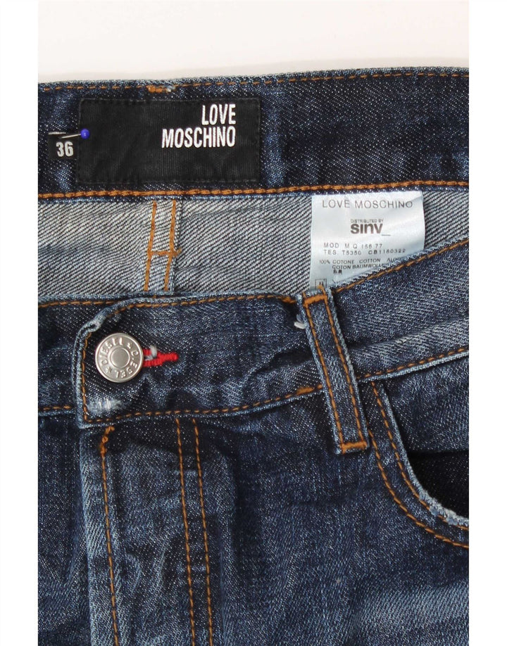 Moschino Herren Distressed Straight Jeans W36 L36 Blaue Baumwolle