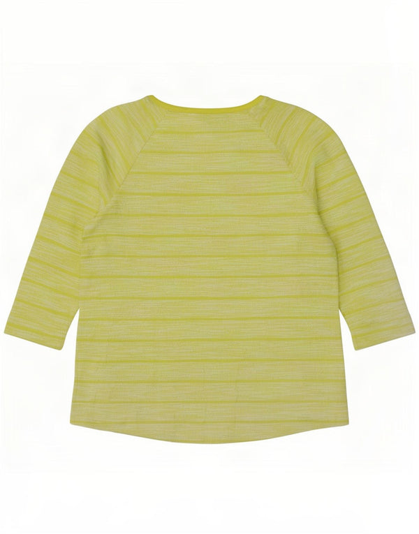 Marks & Spencer Womens Top 3/4 Sleeve UK 14 Large Green Striped Polyester