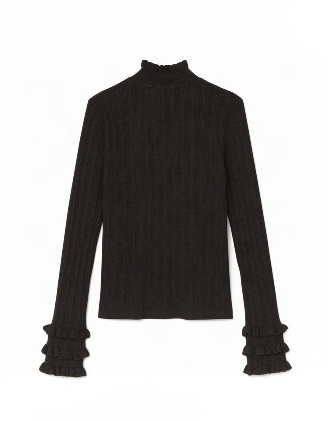 Zara Mujer Top Manga Larga UK 42 Medium Viscosa Negra