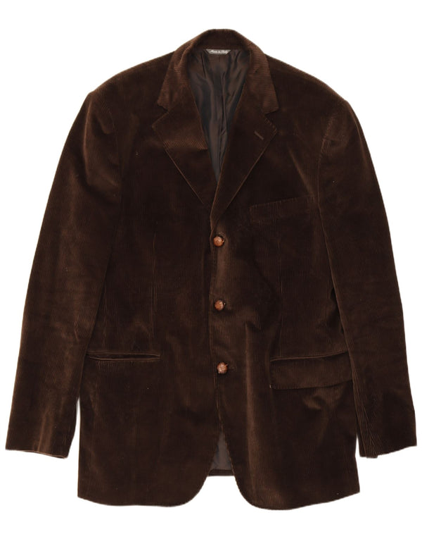 Vintage Mens 3 Button Corduroy Blazer Jacket IT 54 2XL Brown Cotton