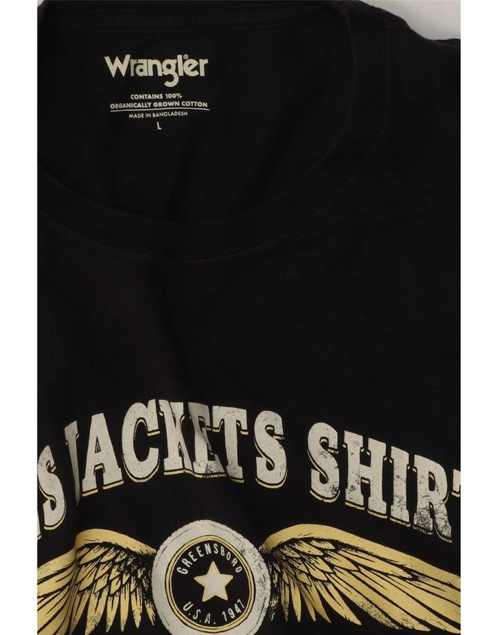 Wrangler Mens Graphic T-Shirt Top Large Black Cotton