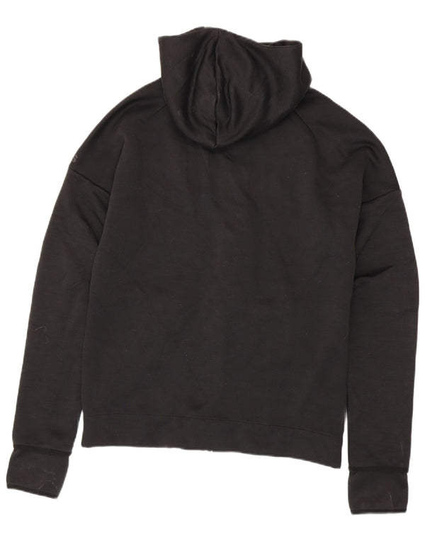 Maglione con cappuccio e zip da uomo Adidas in poliestere chiazzato nero medio
