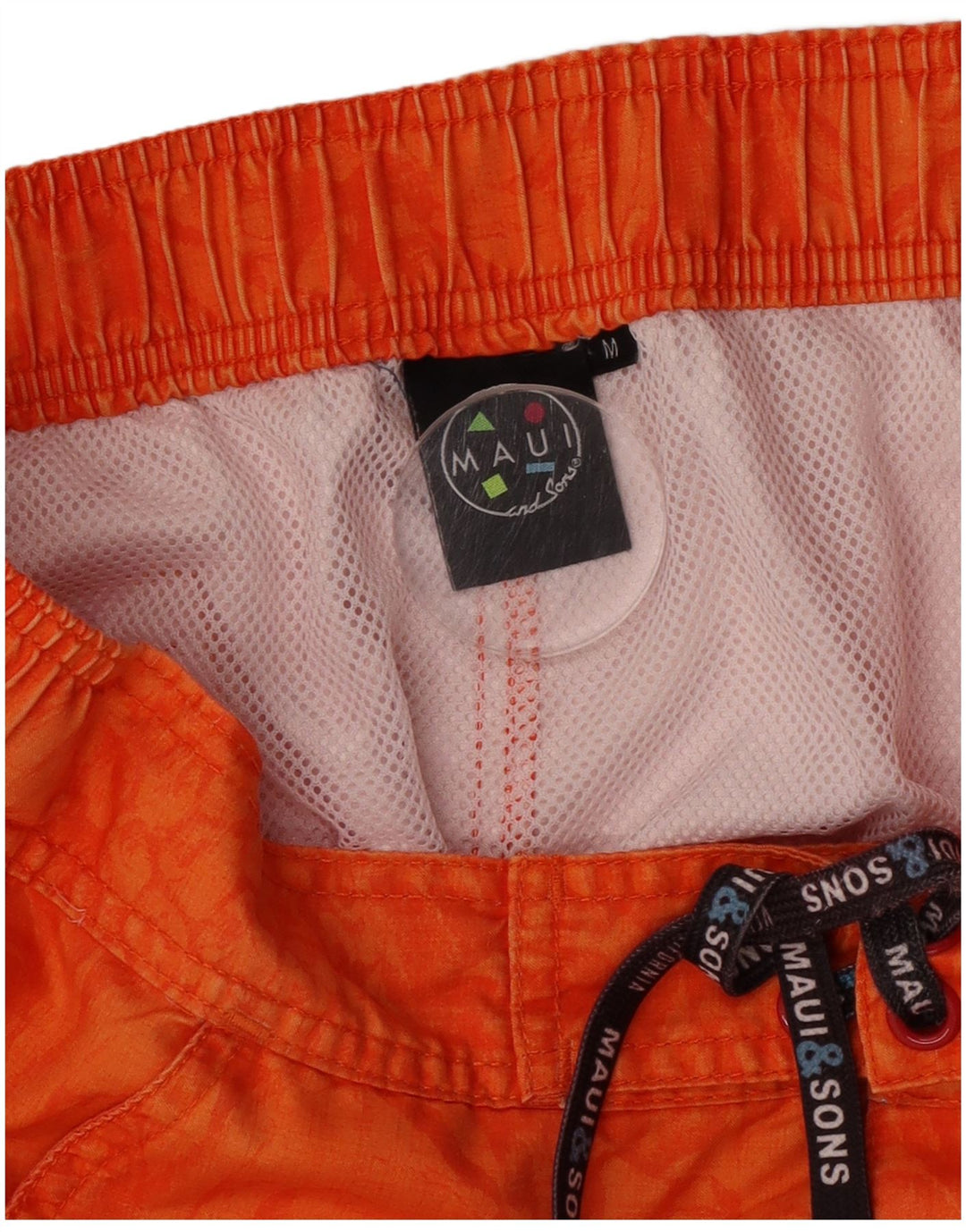 Maui and Sons Mens Swimming Shorts Medium Orange Colourblock Polyester