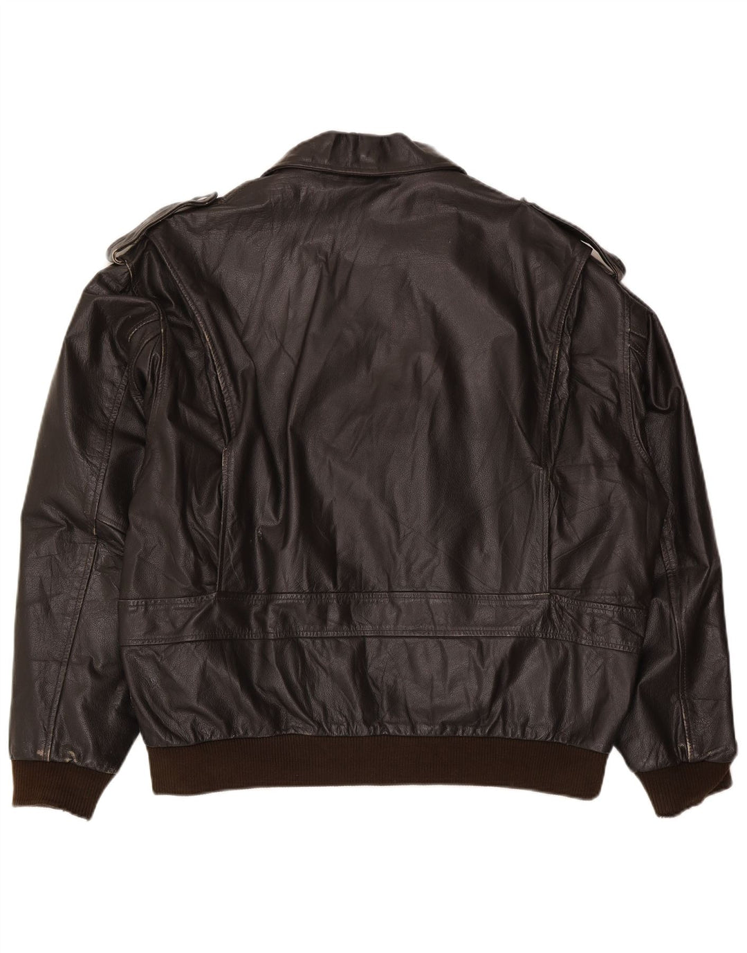 Vintage Mens Military Leather Jacket IT 56 3XL Brown