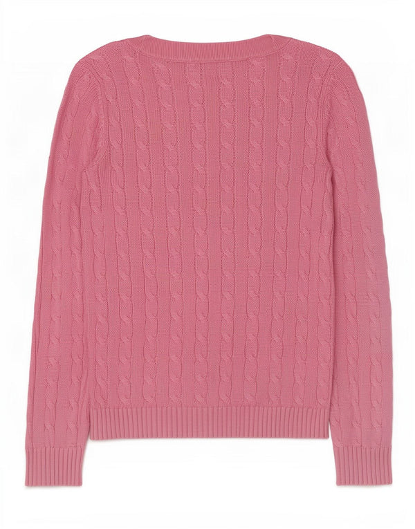 Maglione maglione con scollo a barca da donna Ralph Lauren UK 12 Cotone rosa medio
