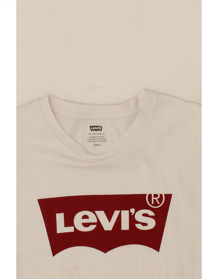 LEVI'S Mens Graphic T-Shirt Top Medium White Cotton Vintage Levi's and Second-Hand Levi's from Messina Hembry 