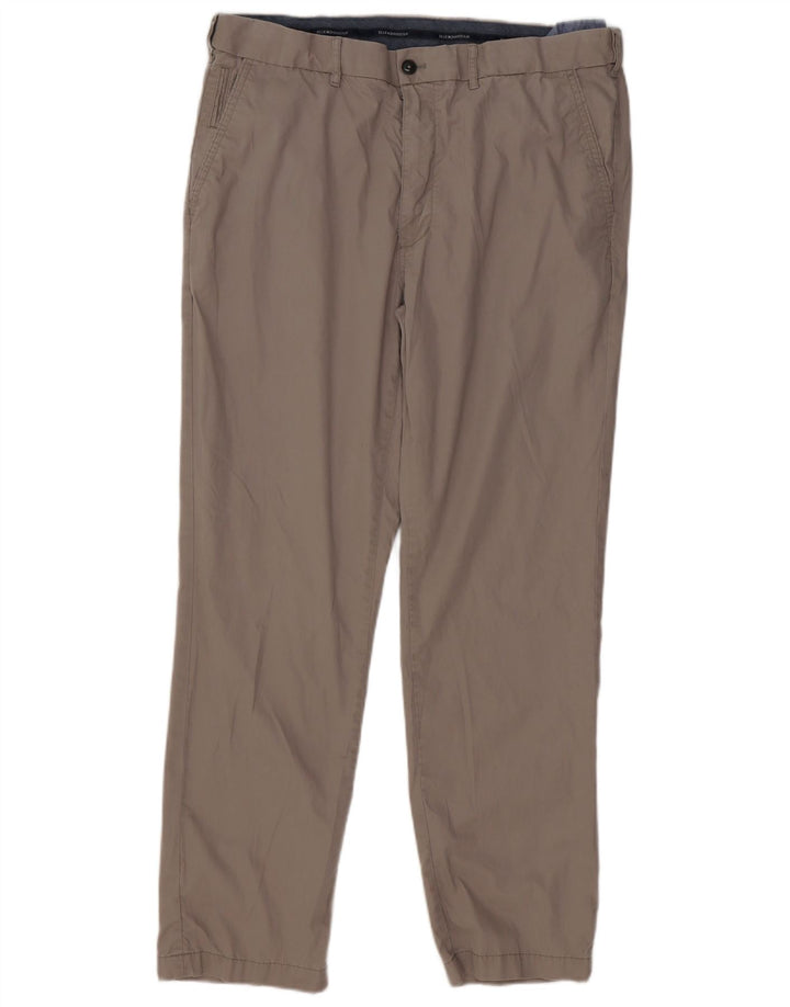 Marks & Spencer Mens Blue Harbour Straight Chino Trousers W38 L31 Grey