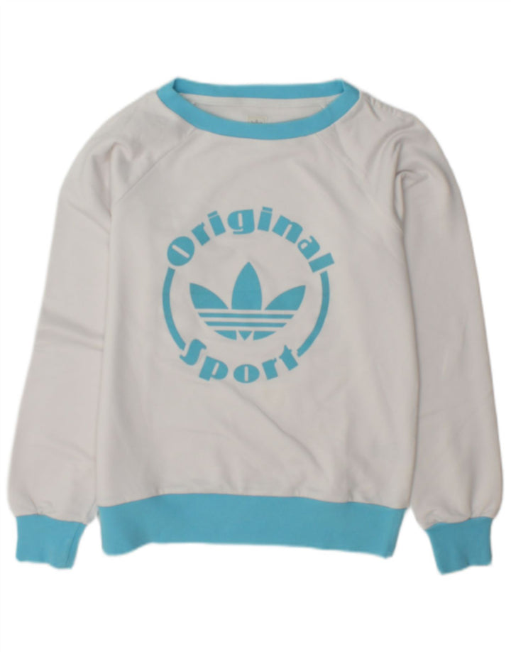 Женский свитер с рисунком Adidas IT 46, большой белый полиэстер