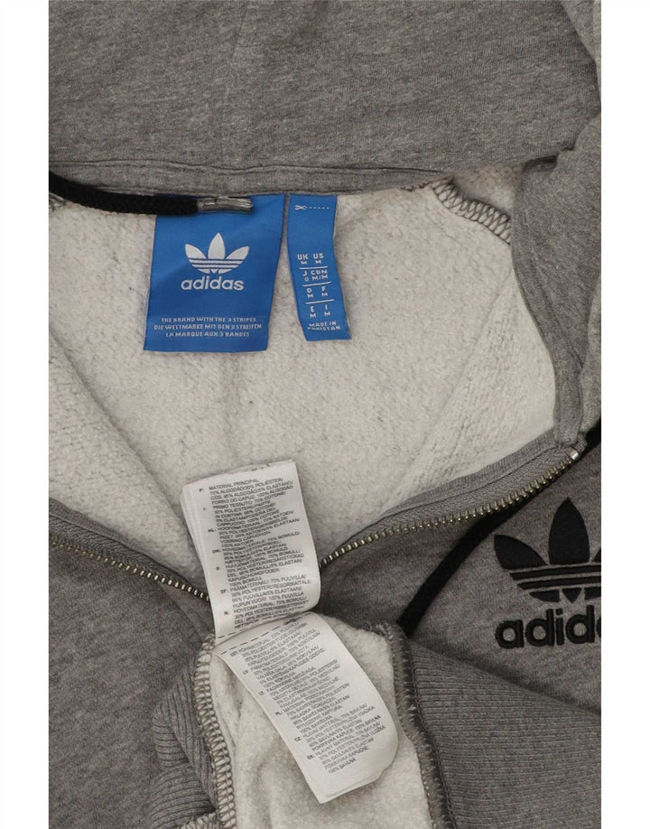 Adidas Mens Zip Hoodie Sweater Medium Grey Flecked Cotton