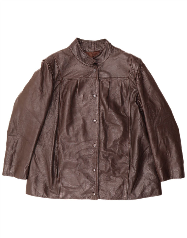 Vintage Womens Leather Jacket UK 18 XL Brown Leather