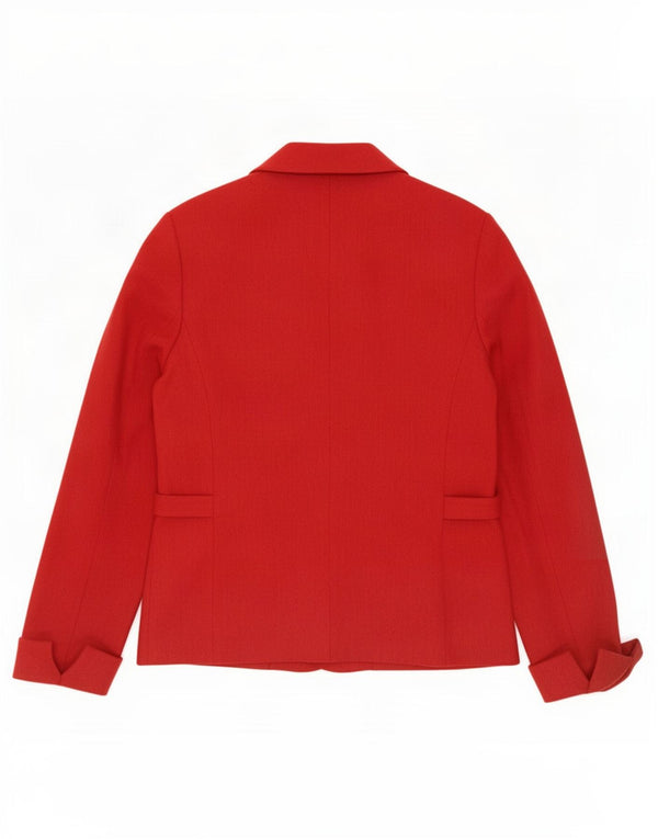 Giacca blazer a 3 bottoni da donna Frank Eden UK 14 grande poliestere rosso