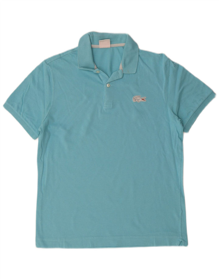 LACOSTE Mens Polo Shirt Size 4 Medium Blue Cotton