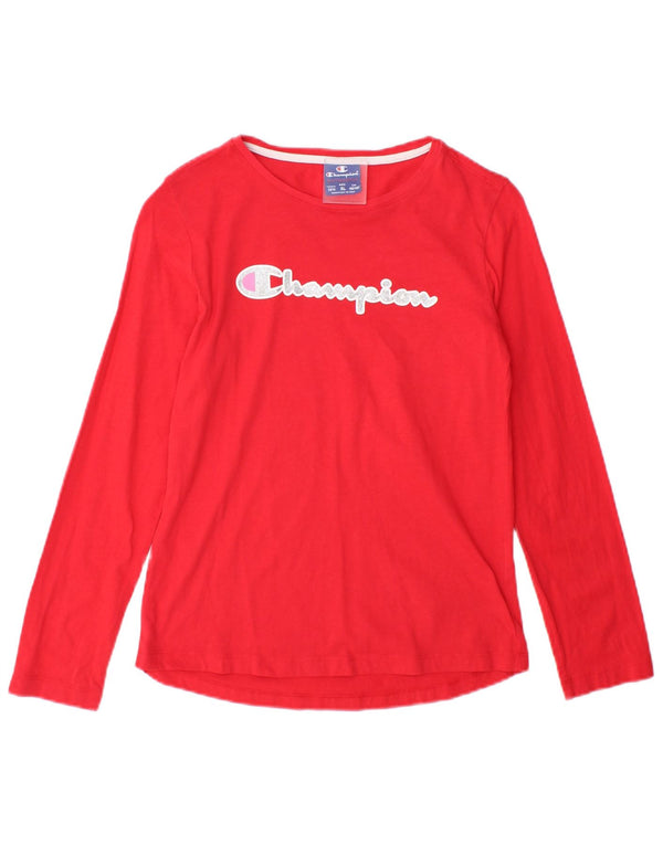 Maglietta grafica Champion da bambino a maniche lunghe 13-14 anni XL Rossa