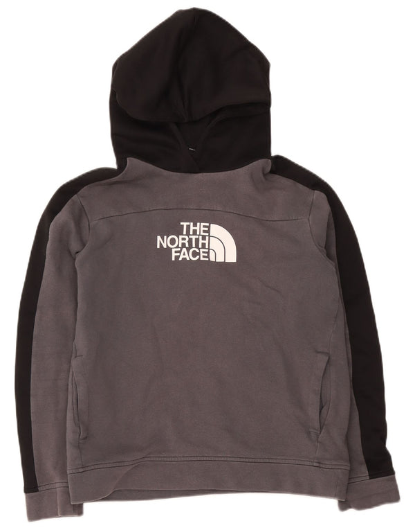The North Face Boys Graphic Hoodie Jumper 14-15 Years XL Grey Colourblock