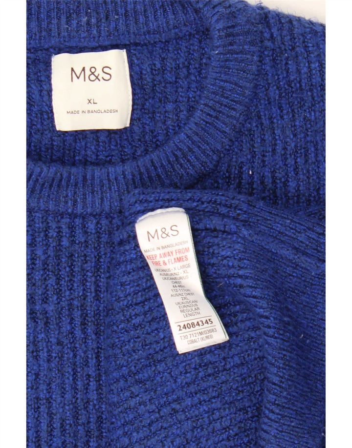 Marks & Spencer Womens Oversized Crew Neck Jumper Sweater UK 18 XL Blue