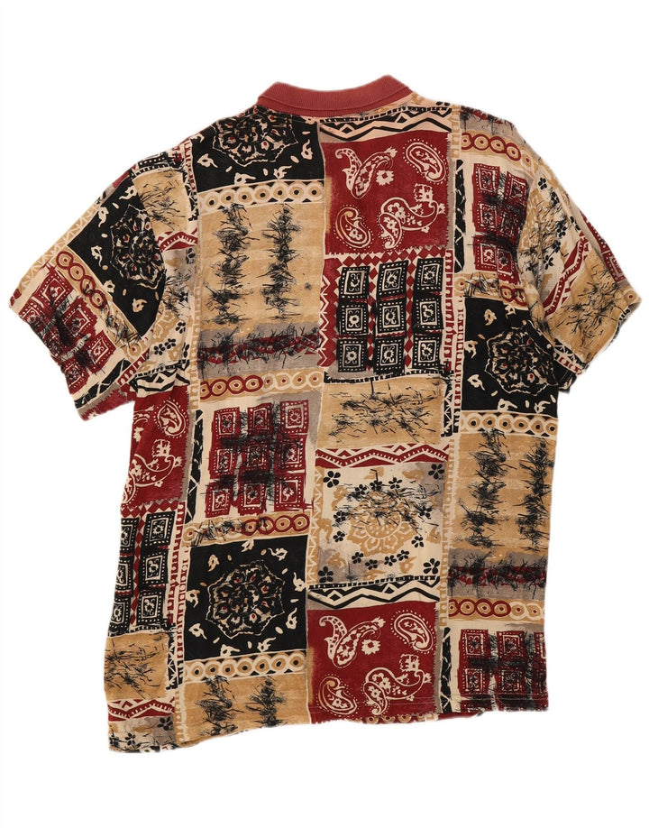 Vintage Mens Polo Shirt Large Multicoloured Patchwork