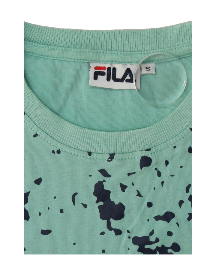 FILA Mens Graphic T-Shirt Top Small Turquoise Spotted Vintage Fila and Second-Hand Fila from Messina Hembry 