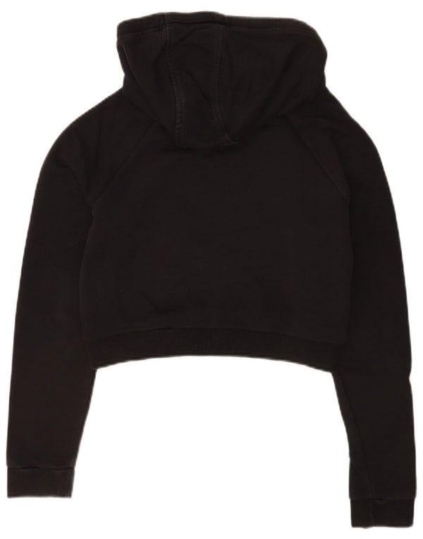 Adidas Graphic Crop Hoodie Jumper UK 8 Small Black Bomuld