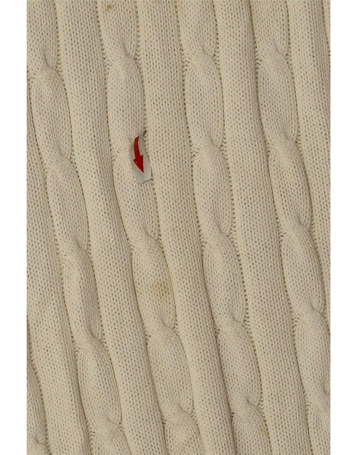 Tommy Hilfiger Mens Zip Neck Jumper Sweater Large White Cotton
