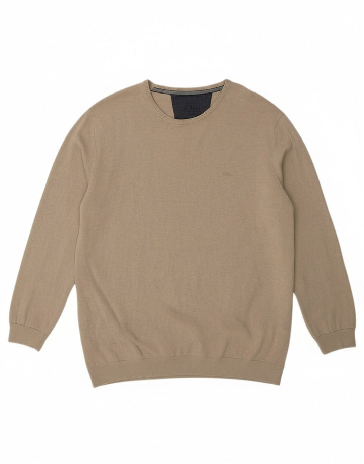 S.OLIVER Suéter masculino com gola redonda 2XL algodão bege