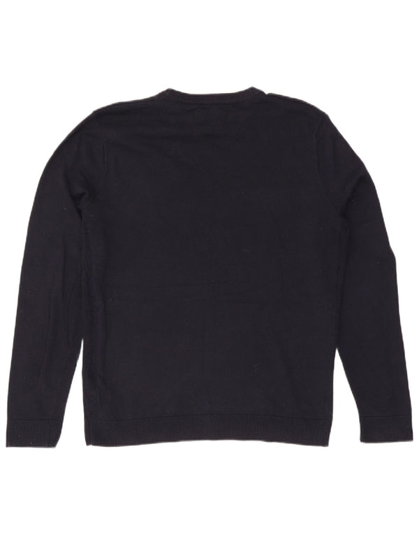 Jack & Jones Mens Crew Neck Jumper Sweater Large Navy Blue Cotton