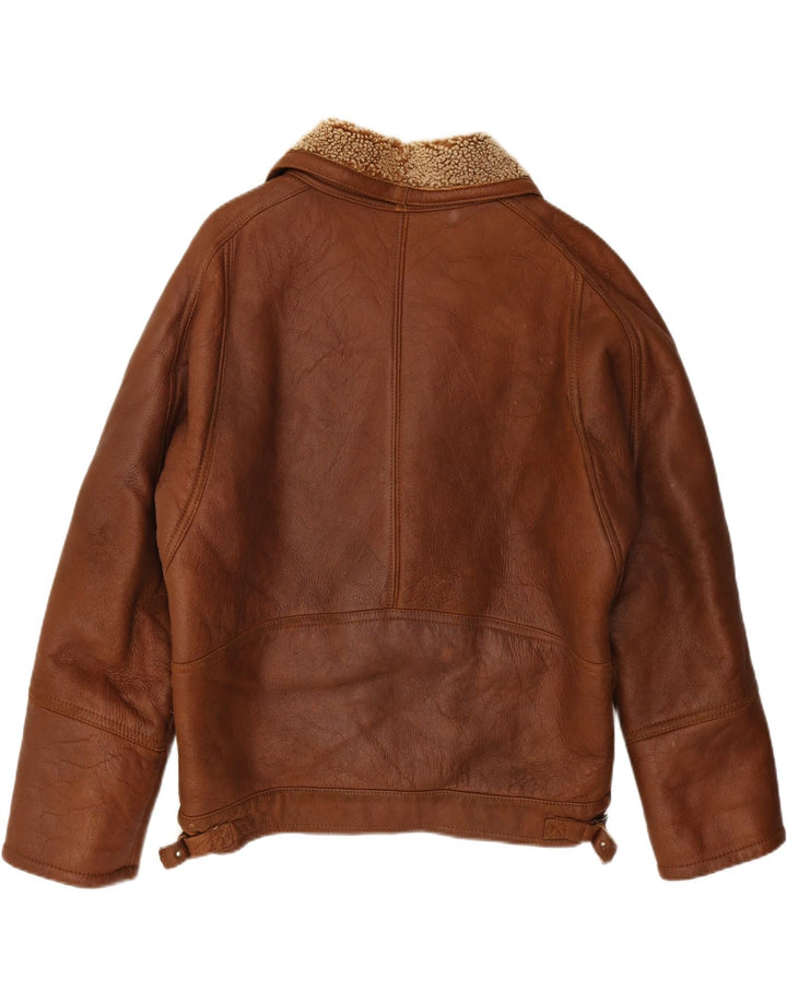 VINTAGE Chaqueta de piel de oveja para hombre Reino Unido 42 XL Marrón