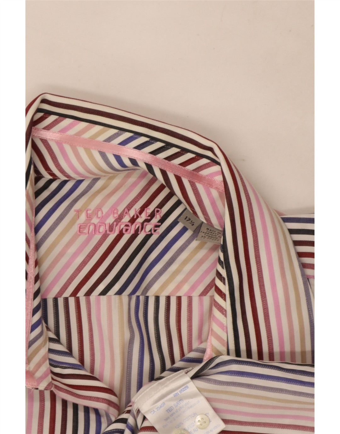 Ted Baker Mens Formal Shirt Size 17 1/2 XL Multicoloured Striped Cotton