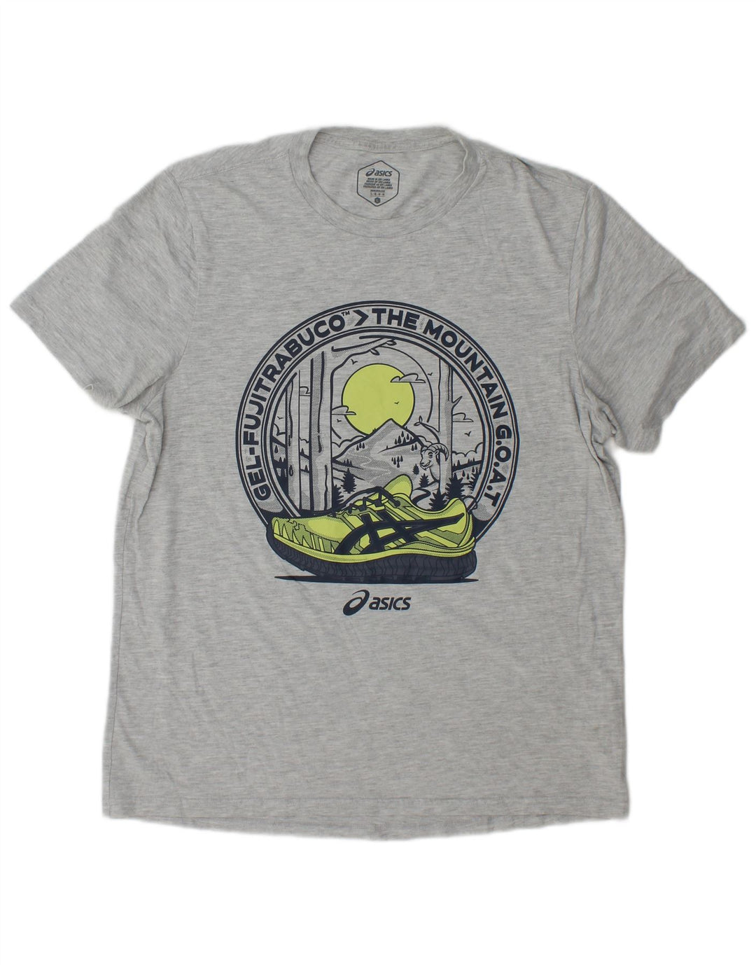 Asics Mens Graphic T-Shirt Top Large Grey Cotton