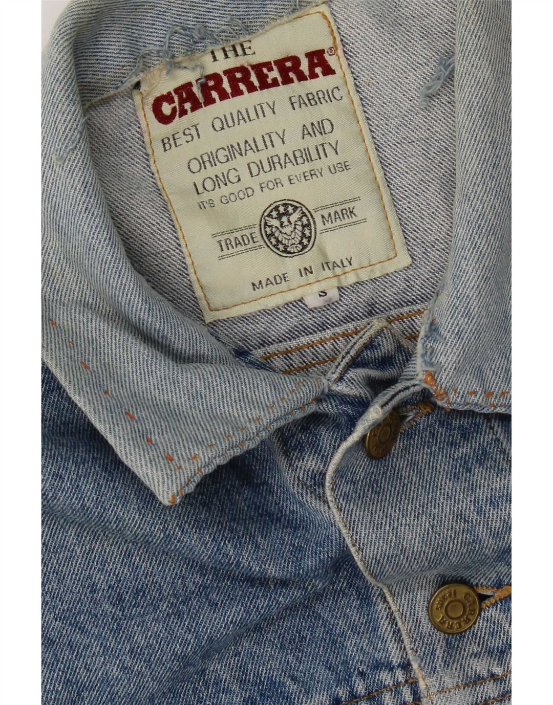 Carrera Herren Distressed Jeansjacke UK 36 Small Blau Baumwolle