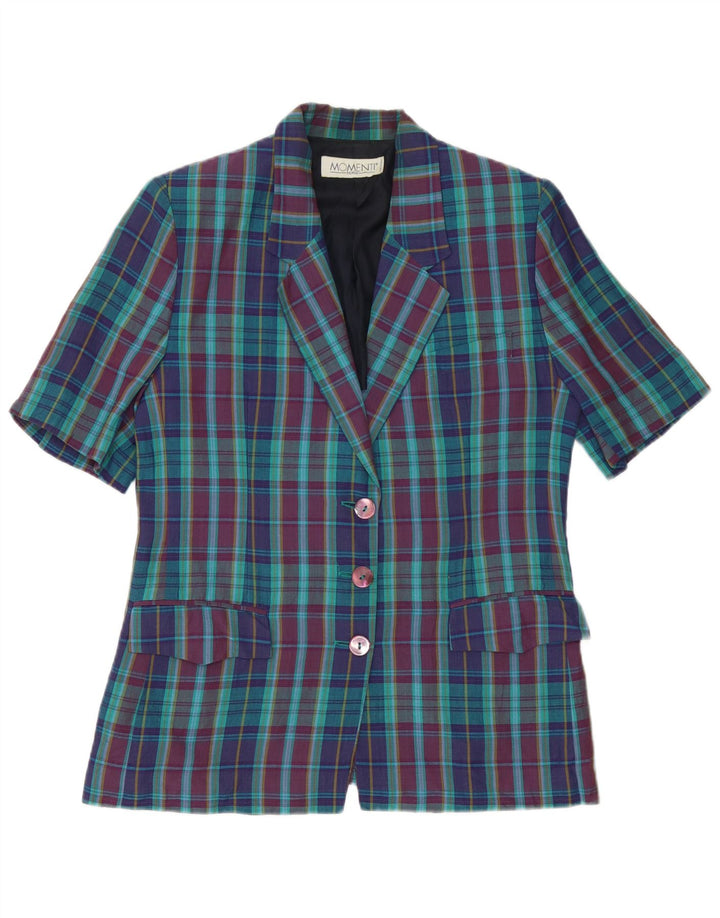 Momenti Veste blazer à 3 boutons pour femme UK 14 à carreaux multicolores moyens