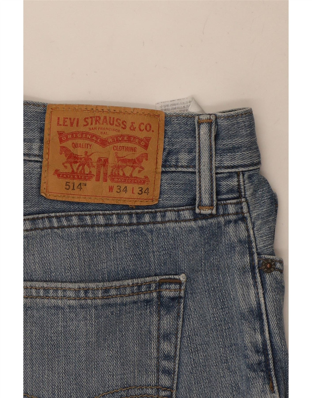 LEVI'S Mens 514 Straight Jeans W34 L30  Blue Cotton