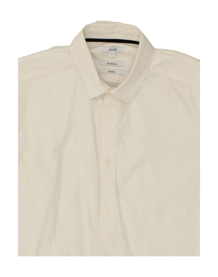 JULES Mens Stretch Slim Fit Shirt Small Off White Cotton Vintage Jules and Second-Hand Jules from Messina Hembry 