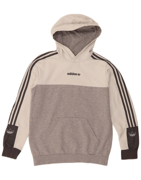 Adidas hættetrøje til drenge 13-14 år Grå Colourblock Bomuld